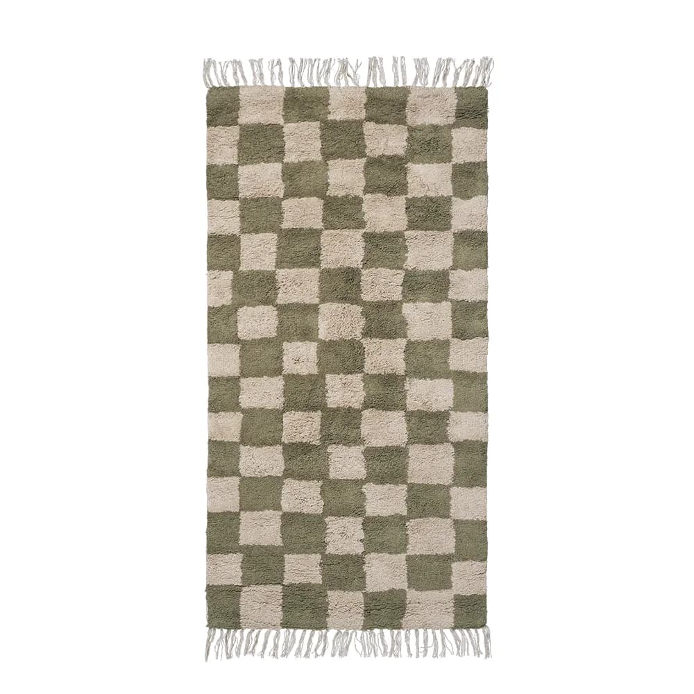 ferm LIVING - Mara tæppe, grøn/sand ternet, 150 x 80 cm