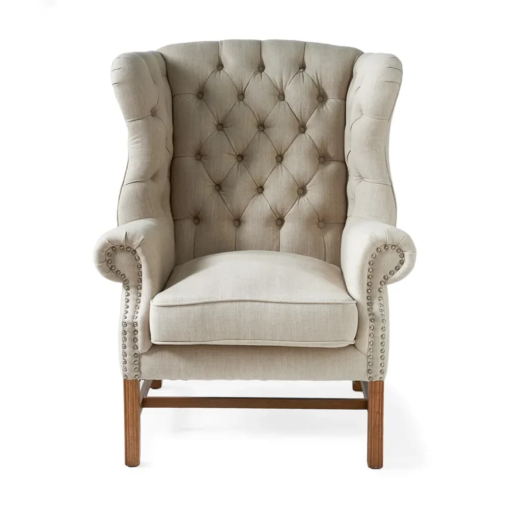 Riviera Maison, Franklin Park wingback-lænestol linen flax