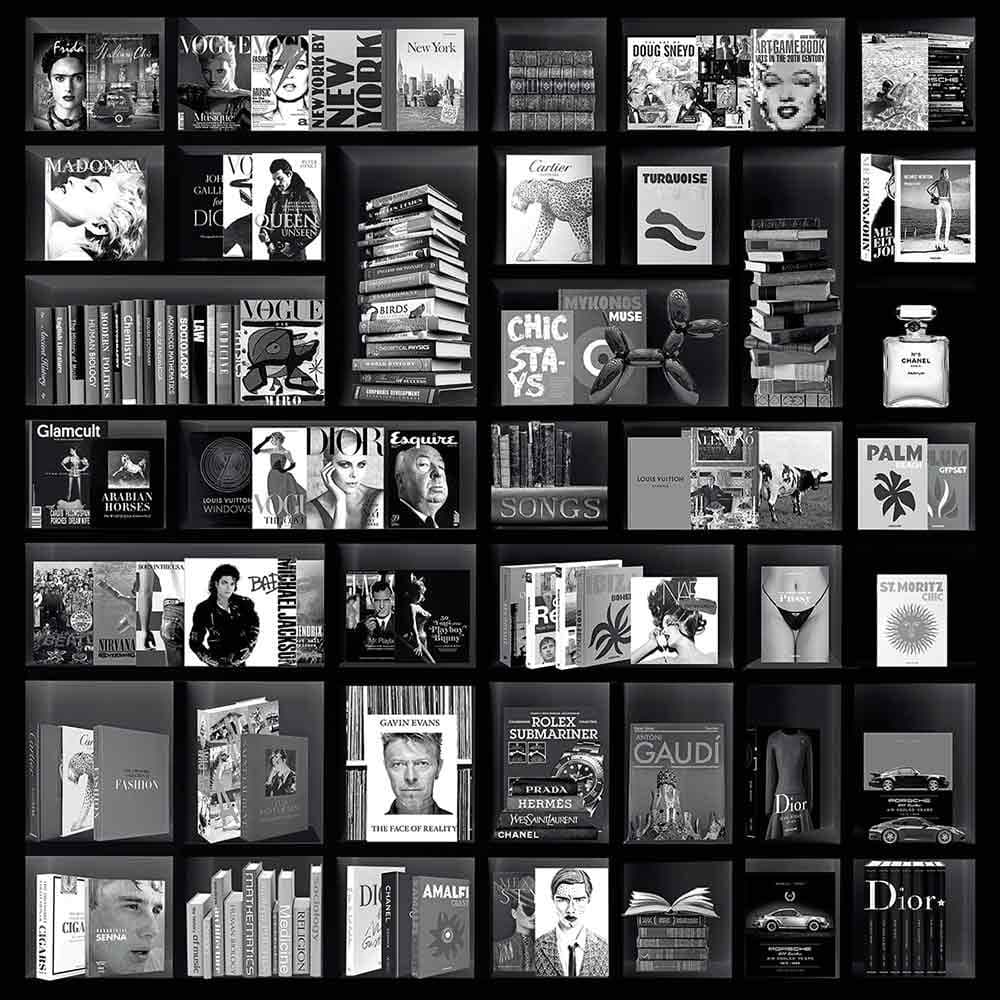 Artwood, Vægdekoration Book Case Fashion Black 120x120 cm Artwood