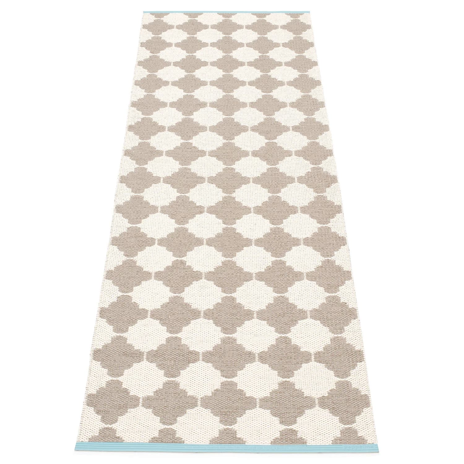 Pappelina, Marre tæppe 70x225 cm mud / vanilla turquoise stripe