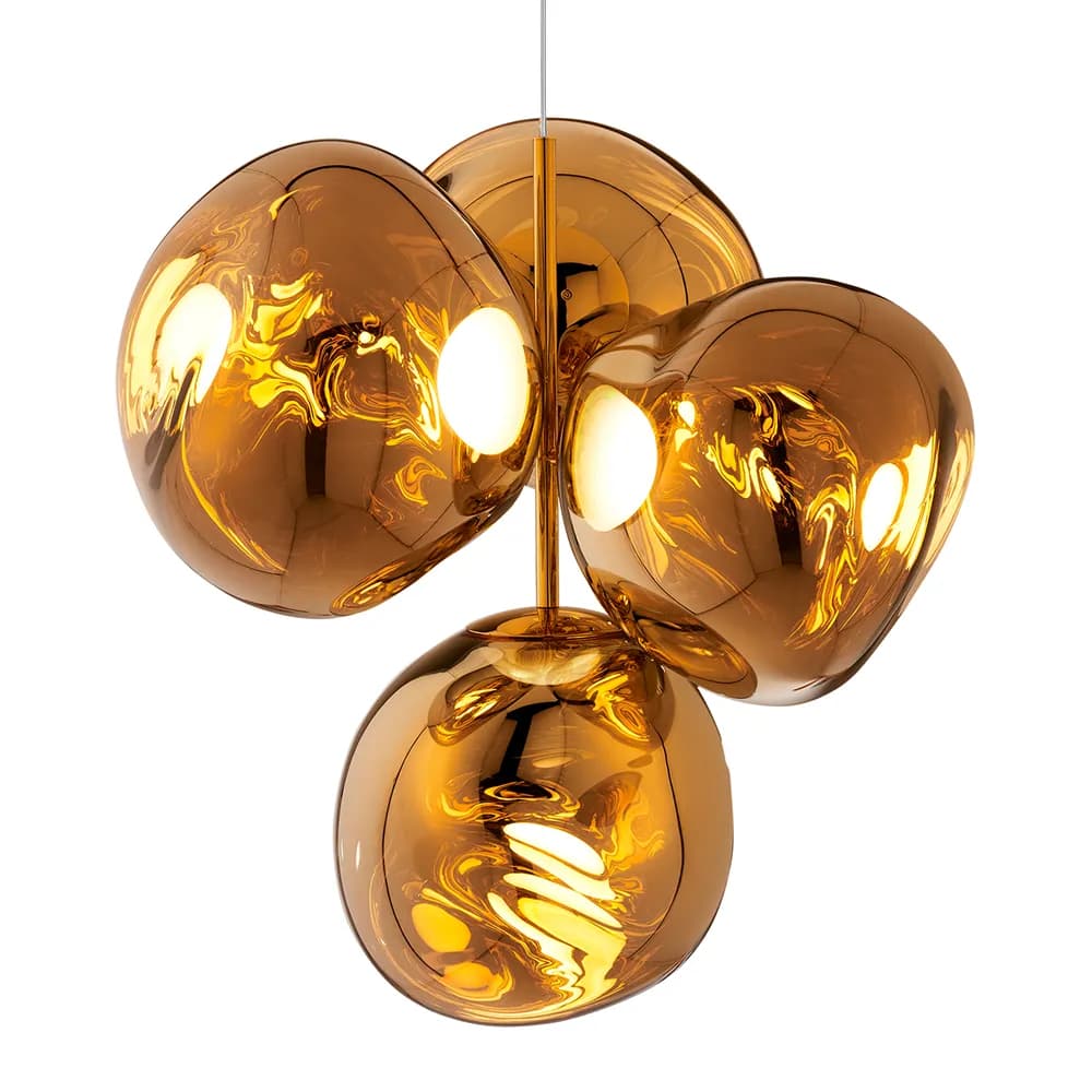 Tom Dixon Melt Chandelier small lysekrone LED 103 cm Gold