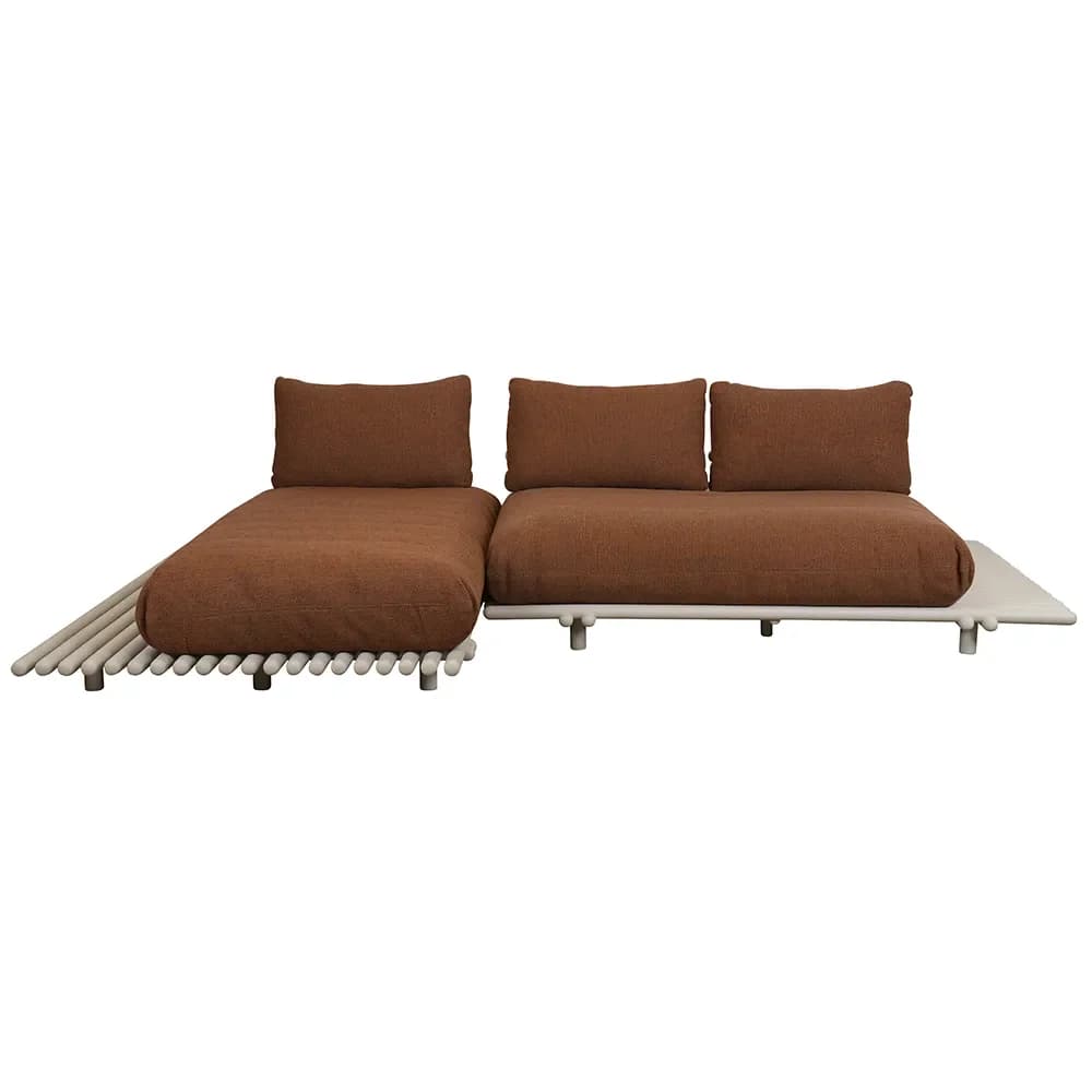 Cane-line, Sticks sofa m/ sjeselong Alu/umber brown