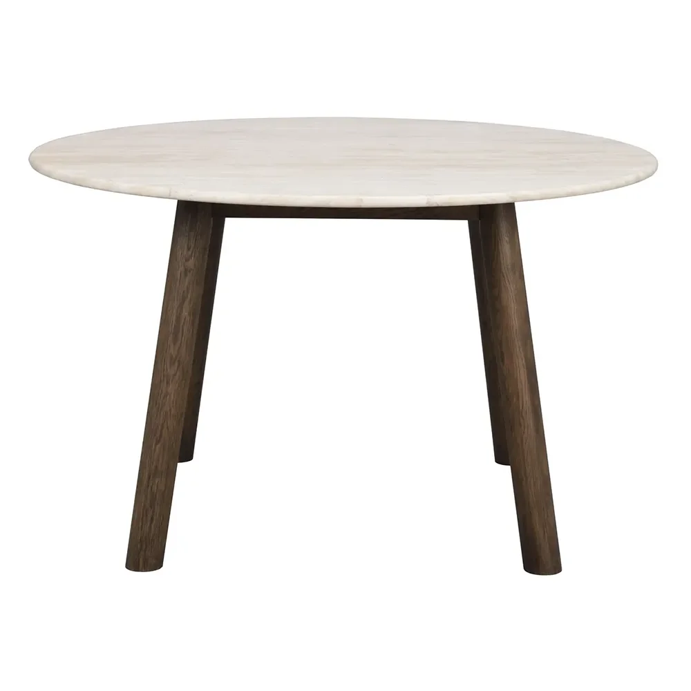 Rowico Home, Taransay spisebord Ø125 cm beige travertin/brun eik