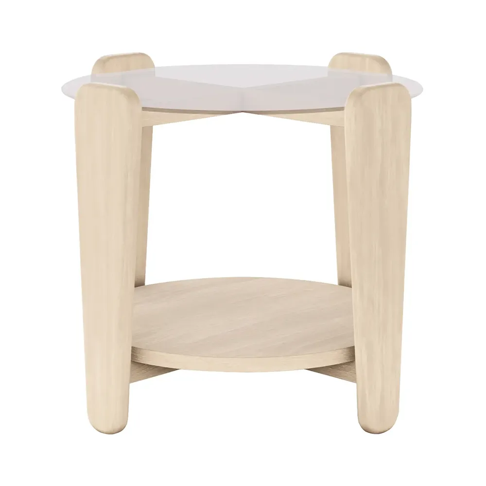 Rowico Home, Arran salongbord Ø52 hvitpigmentert eik/glass