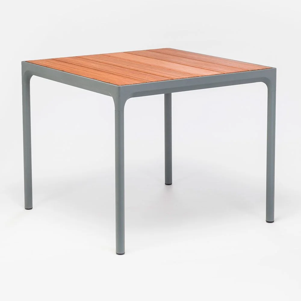Houe, Fire spisebord 90x90 cm grå/bambus aluminium