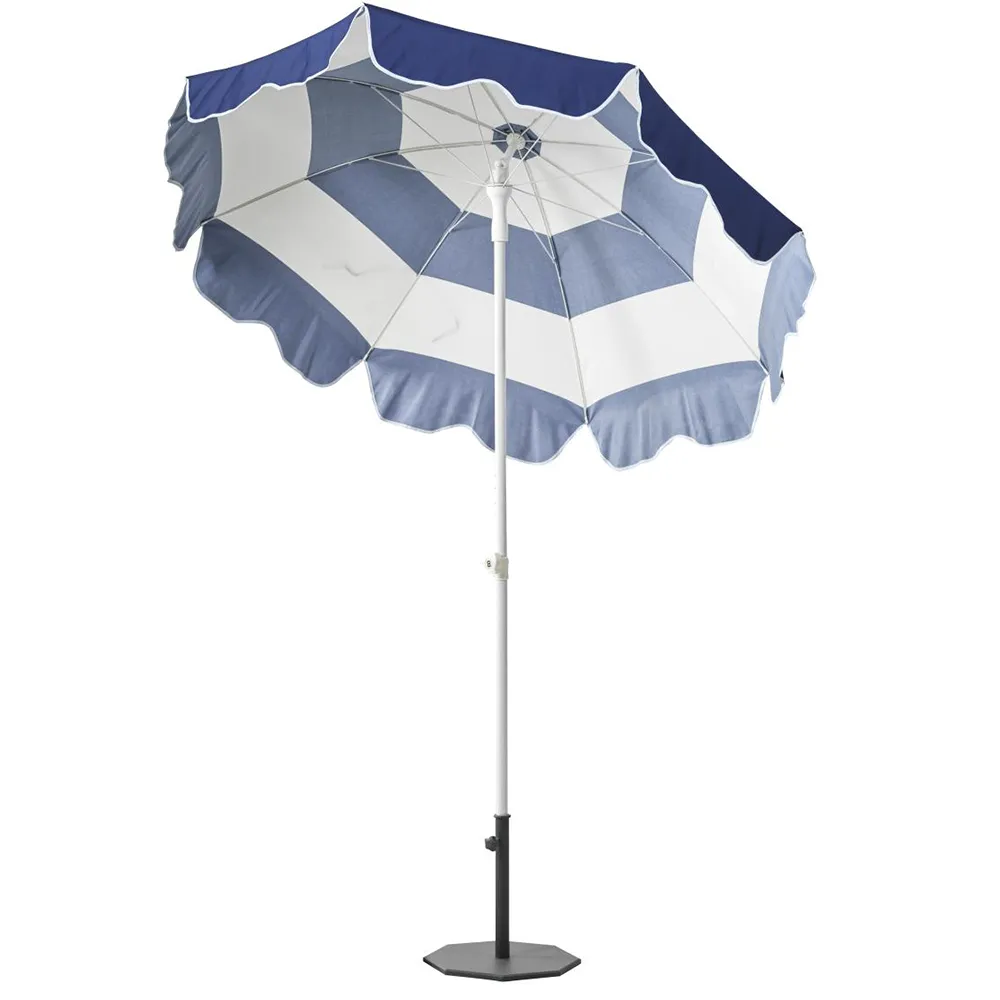 Brafab, Follina strandparasoll 180 cm Blå-Hvit stripe