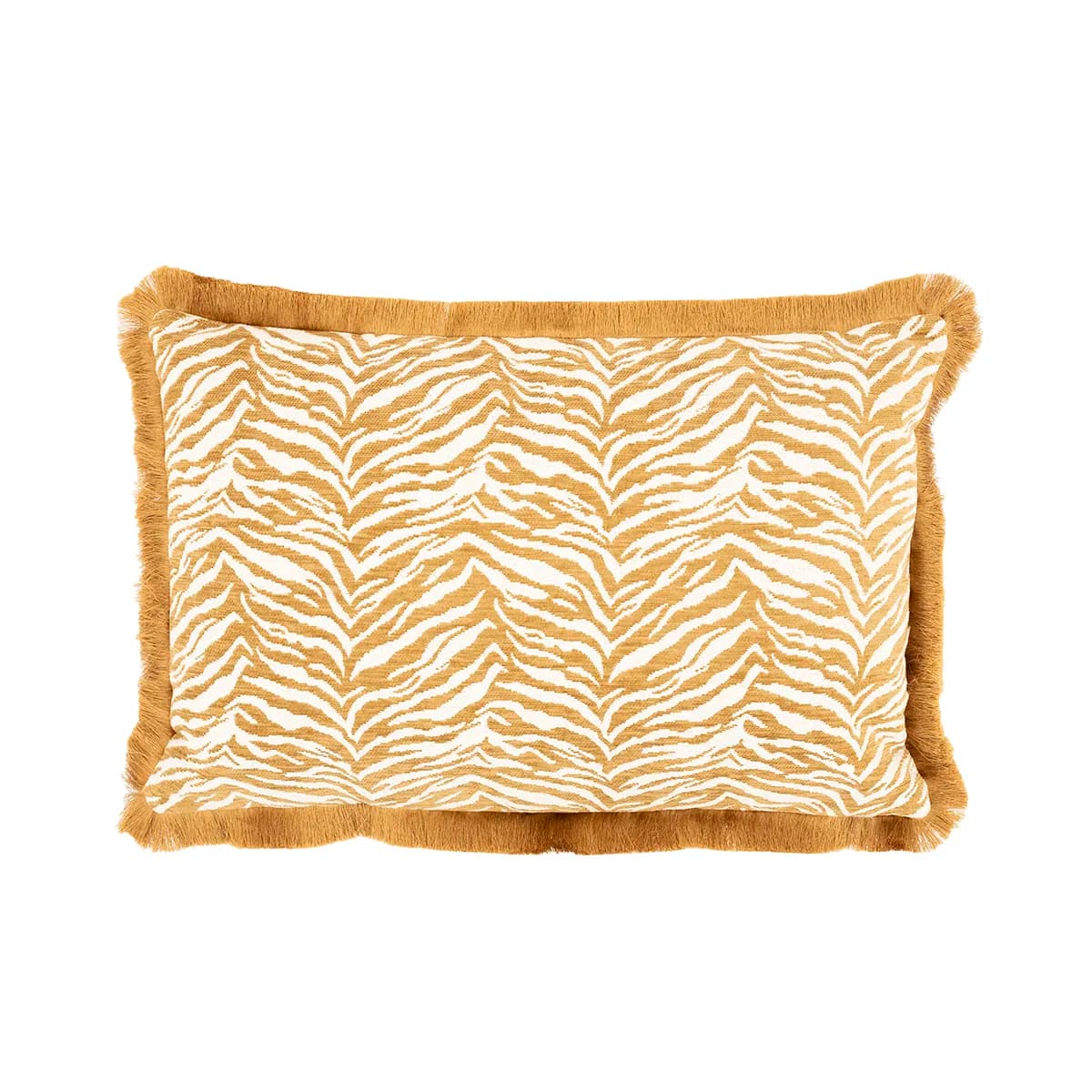 By-Boo, Pyntepute med frynser Tigra Mustard 40x60 cm
