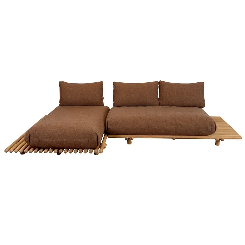 Cane-line, Sticks sofa m/ sjeselong Teak/umber brown