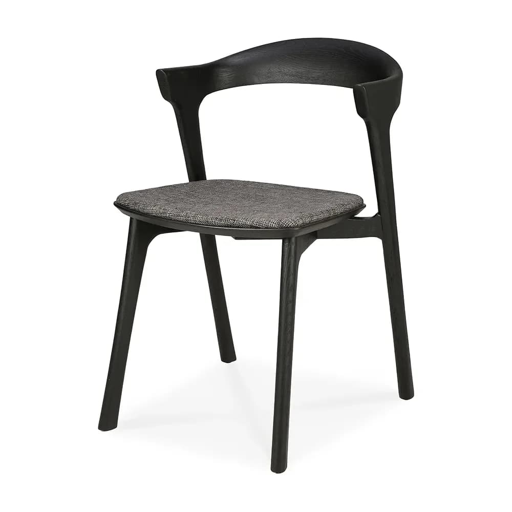 Ethnicraft, Bok Spisestol svart eik/grey fabric