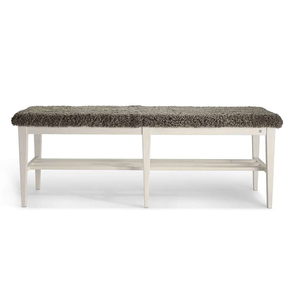 Oscarssons Möbel, Nadja Bench 130 cm Hvitoljet ask/safeskinn Sahara
