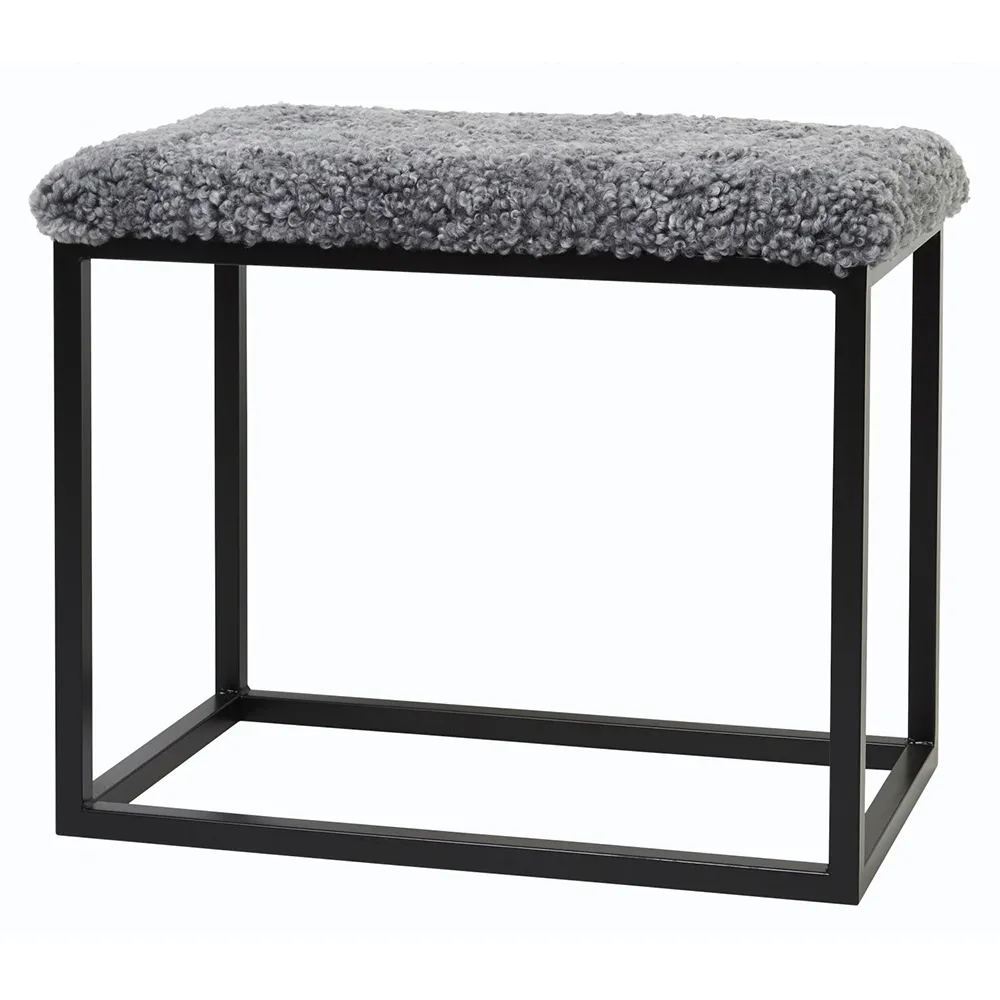 Skinnwille, Palle Benk saueskinn 60x35 cm Charcoal/Black
