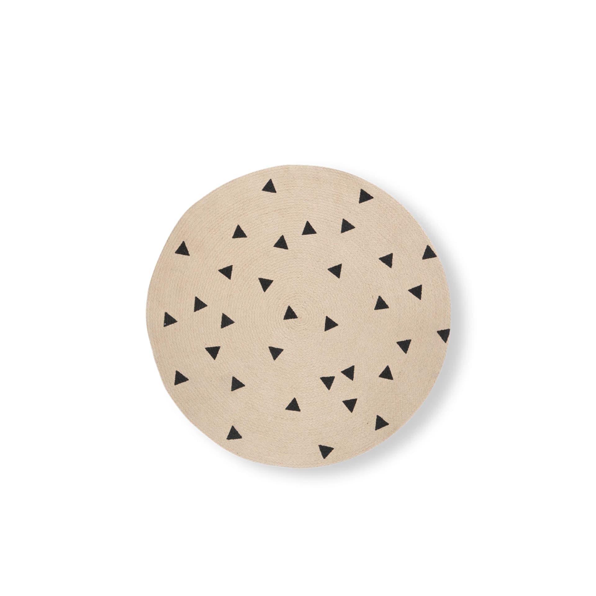 Ferm Living, Rund Jutematte med Svarte Trekanter Small