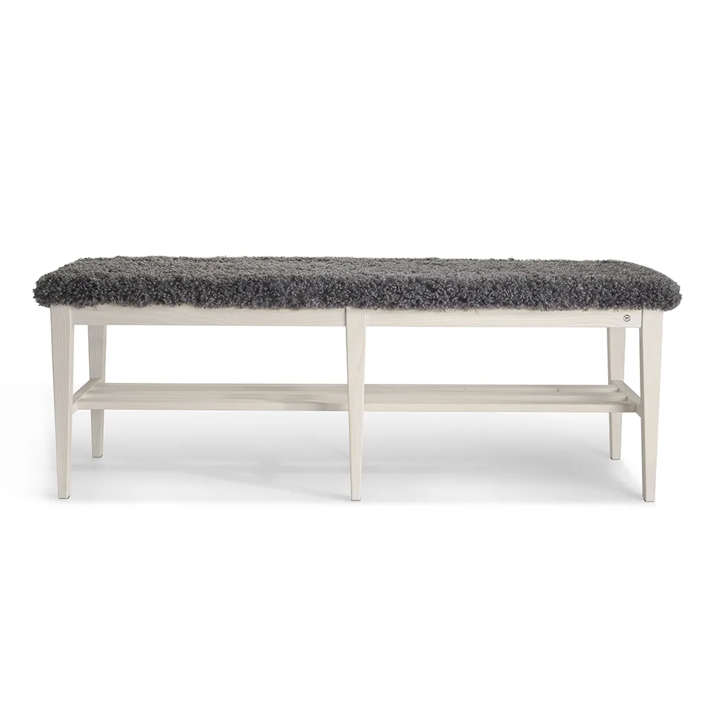 Oscarssons Möbel, Nadja benk 130 cm Hvitoljet ask/safeskinn look Grå