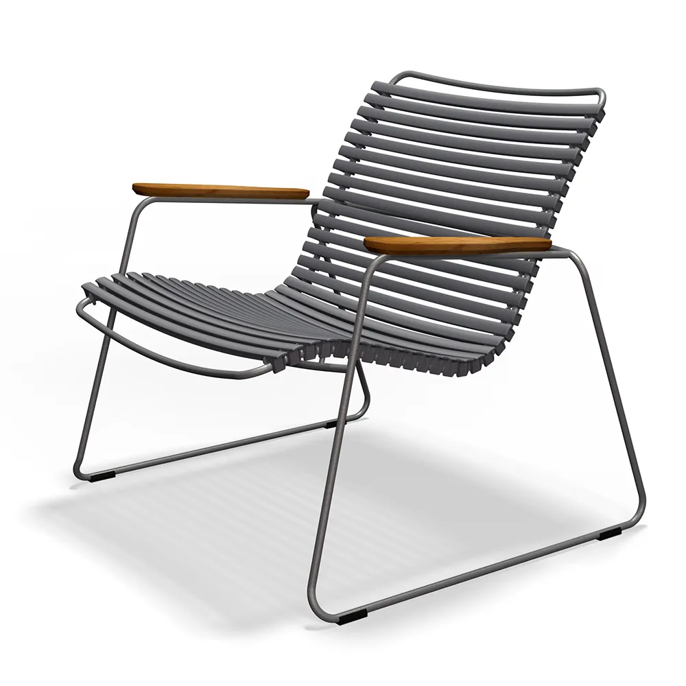 Houe, Click Roomy lounge chair Dark grey. Frame: Grey. Armrest: Bamboo