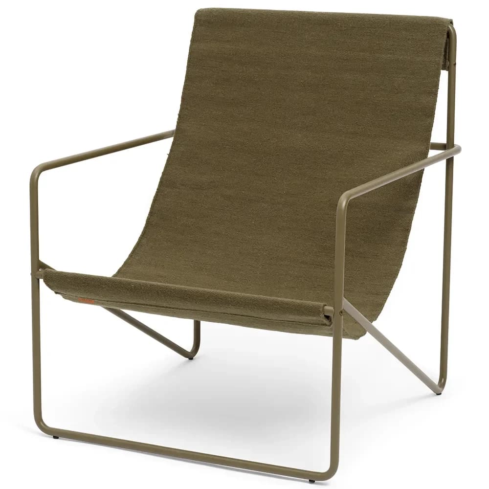 Ferm Living Desert loungestol Olive, olive stativ