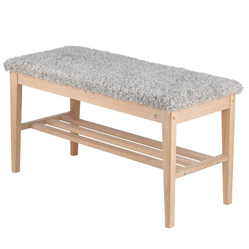 Oscarssons Möbel, Nadja Bench Hvitoljet eik/safeskinn look lysegrå