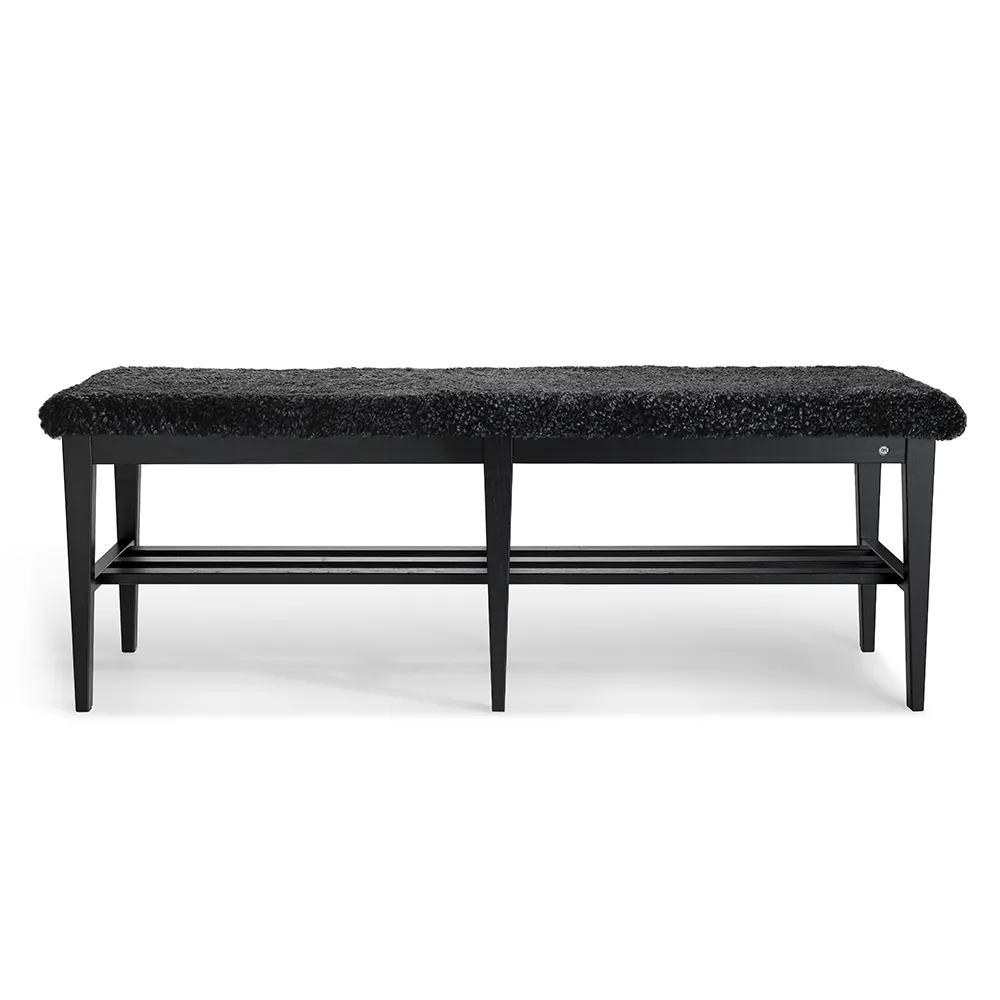 Oscarssons Möbel, Nadja Bench 130 cm Svartbeiset ask/safeskinn Mørk grå