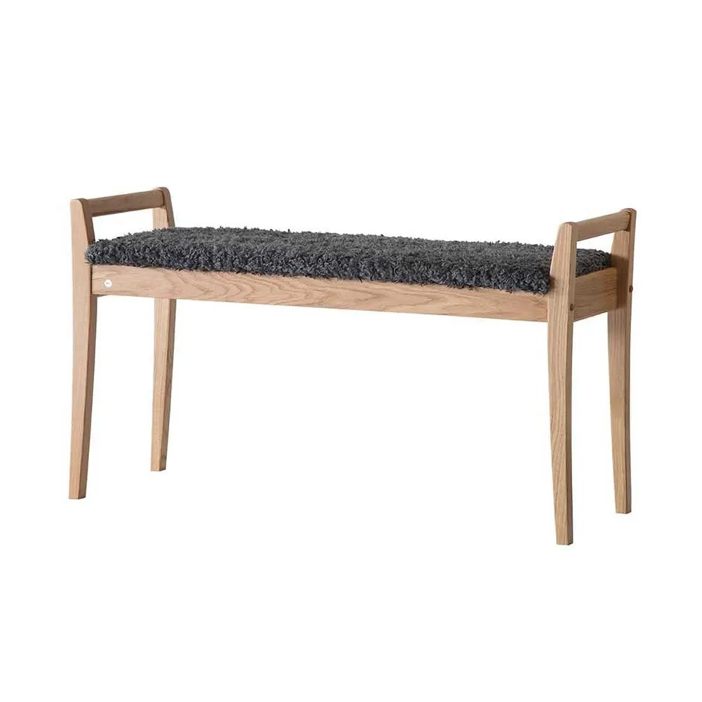 Oscarssons Möbel, Meja Bench Lakkert eik/safeskinn look Mørk grå