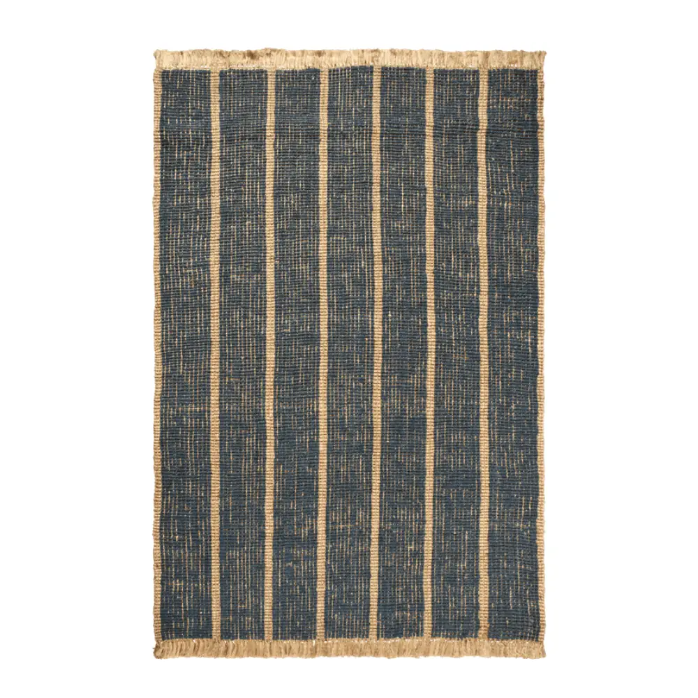 Ferm Living, Athens håndvevd jute-teppe 200x300 cm - Natural/Ink Blue