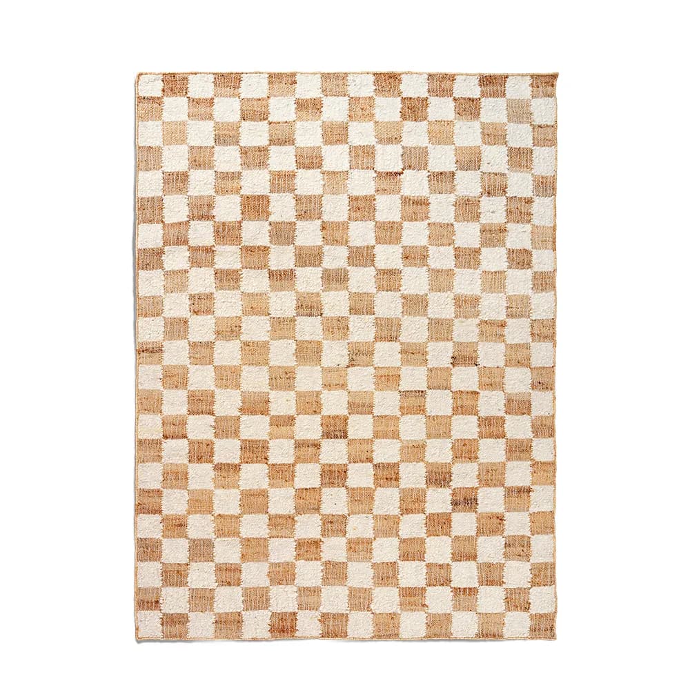 Ferm Living, Håndvevd Ullteppe Check 140x200 cm Off-White
