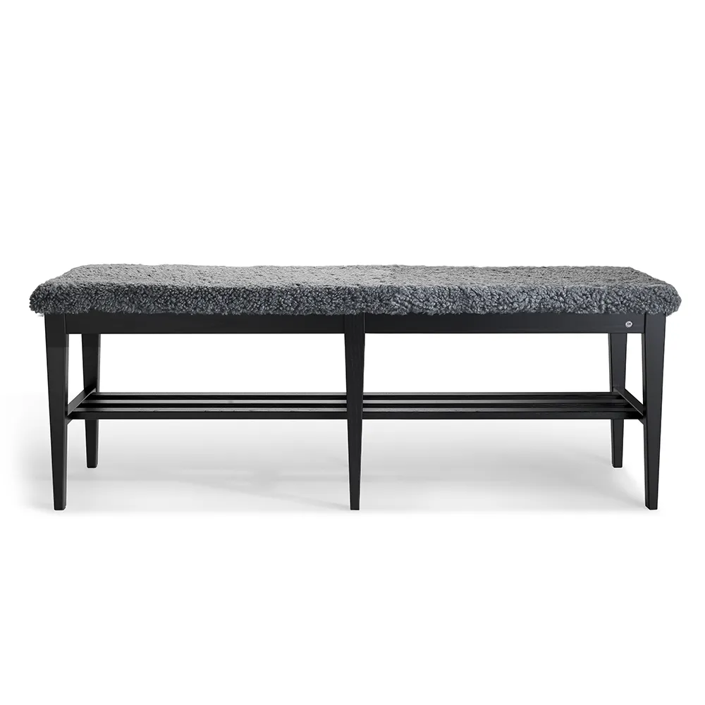 Oscarssons Möbel, Nadja Bench 130 cm Svartbeiset ask/safeskinn Lys grå