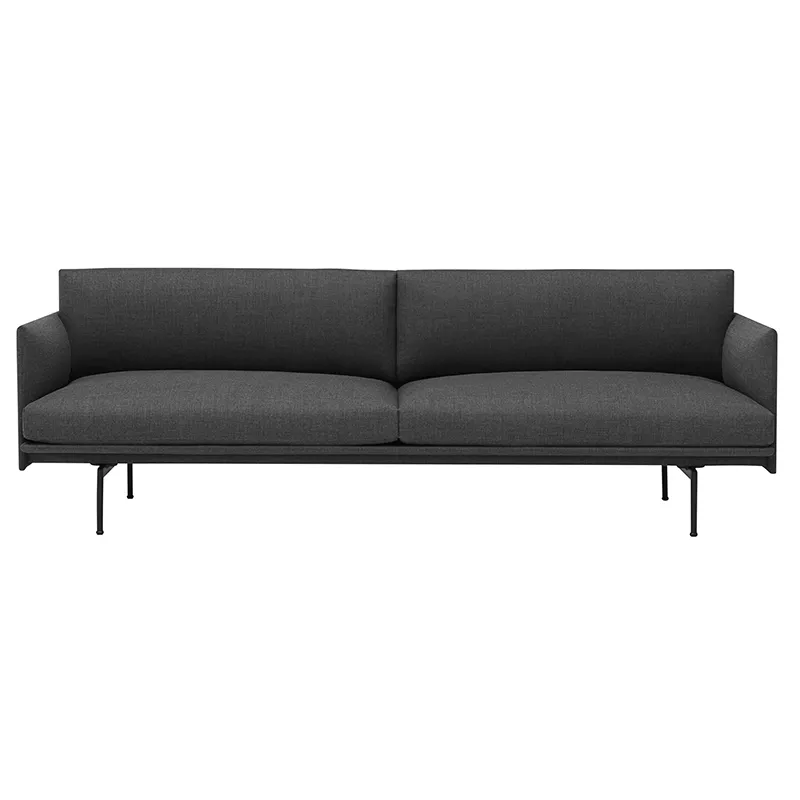 Muuto, Outline Sofa 3-Seater - Black Base - Remix 163 Black