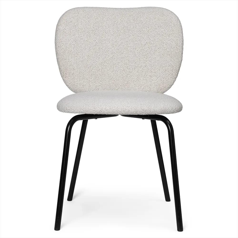 Ferm Living, Rico Spisestol Black Soft Bouclé - Off-white/Sand
