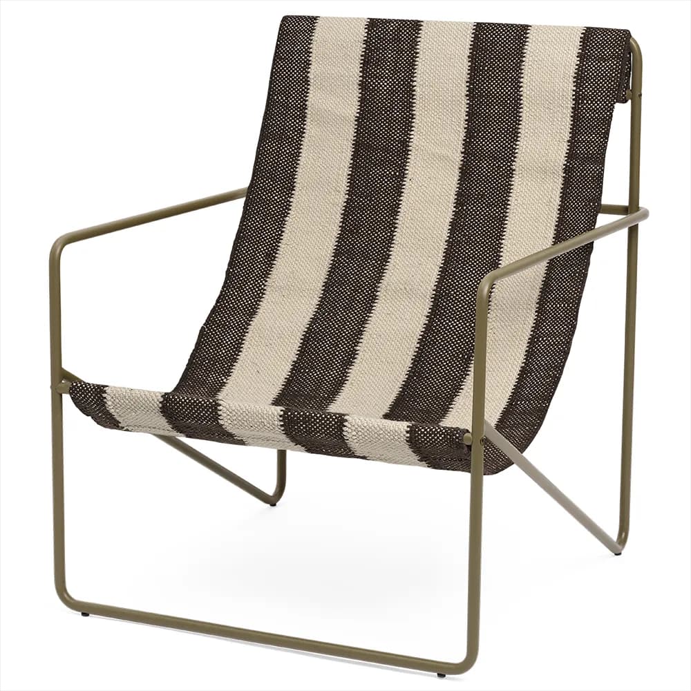 Ferm Living Desert loungestol Olive, off-white, chocolate