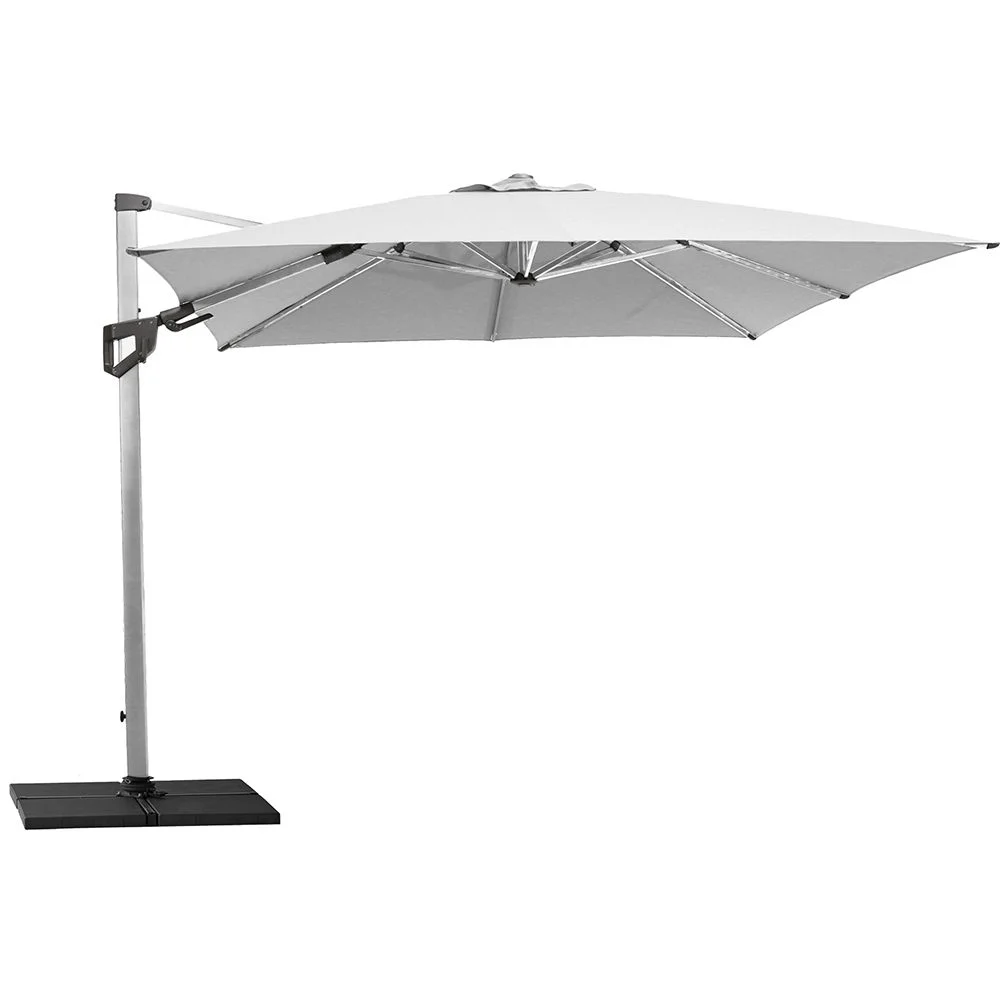 Cane-line Hyde Luxe Tilt parasoll 300x300 cm Dusty white-sølvanodisert stativ