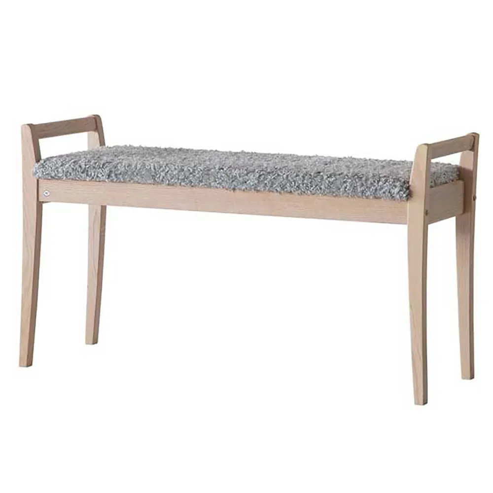 Oscarssons Möbel, Meja Bench Hvitoljet eik/safeskinn look Lysegrå