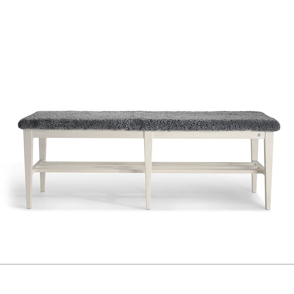 Oscarssons Möbel, Nadja Bench 130 cm Hvitoljet ask/safeskinn Lysegrå