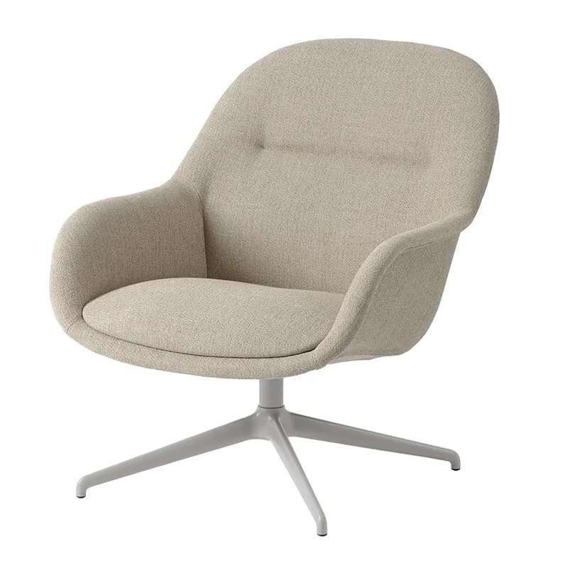 Muuto, Fiber Soft Lounge Armchair Swivel Base - Ecriture 240 Grey