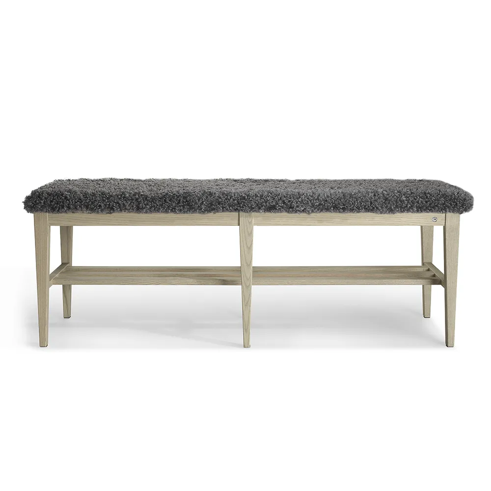 Oscarssons Möbel, Nadja benk 130 cm Grå oljet ask/safeskinn look Grå