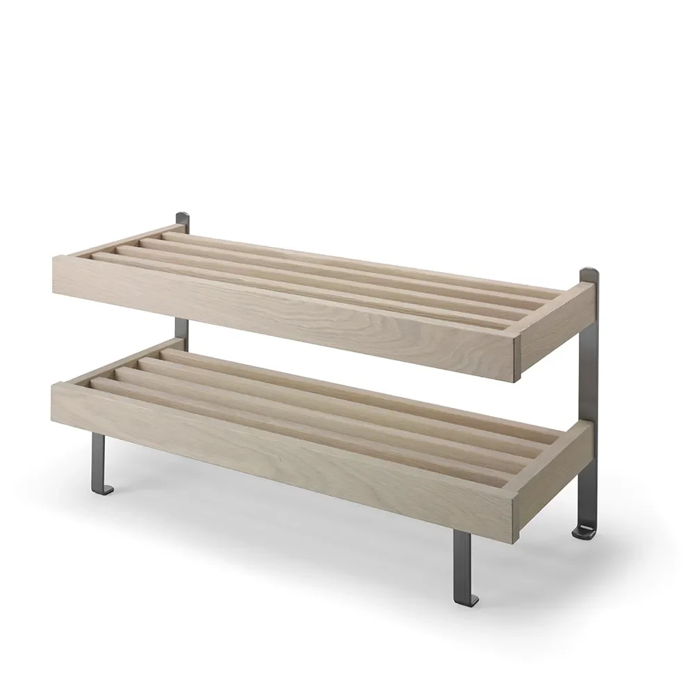 Oscarssons Möbel, Nadja Skohylle 80 cm Hvitoljet eik/slipte stålplater