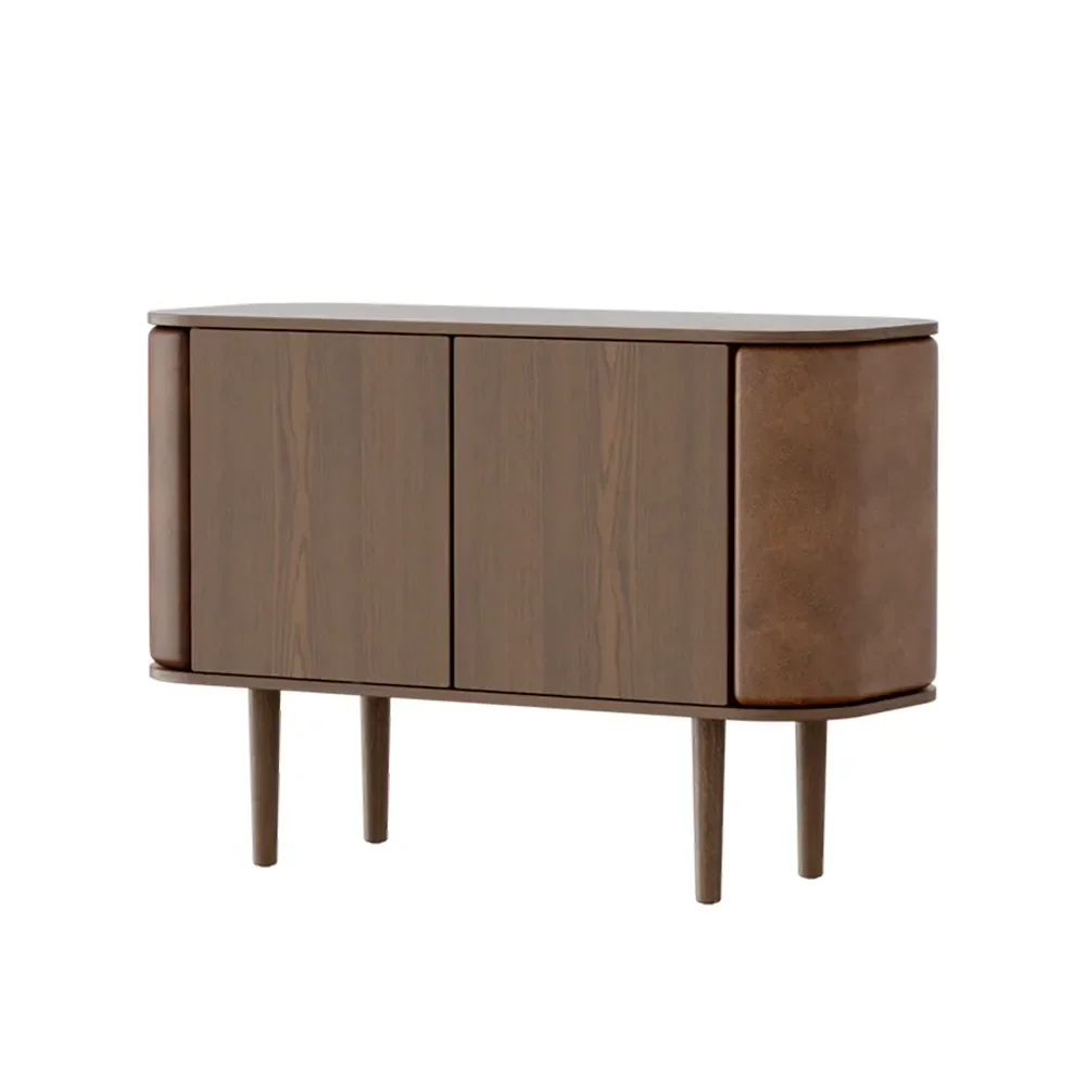 Umage, Treasures skap med 2 dører i mørk eik/Brown Faux leather