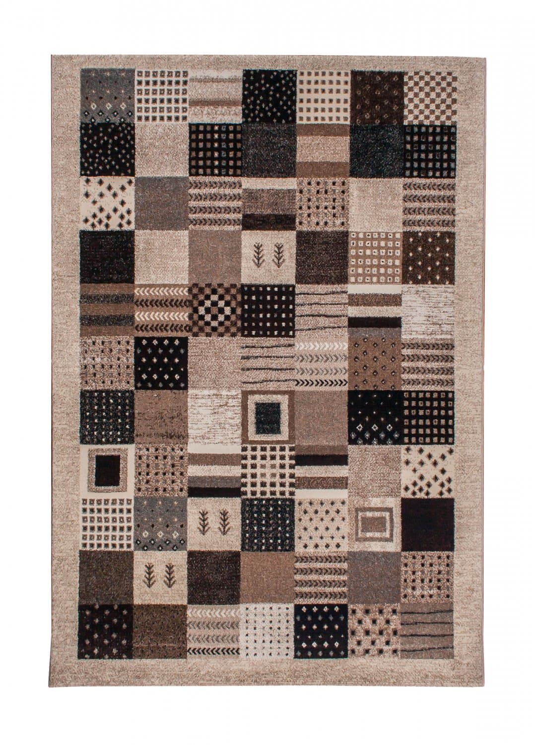 Wilton-teppe - Ethno Square (brun/grå) (Størrelse: 200 x 290 cm)