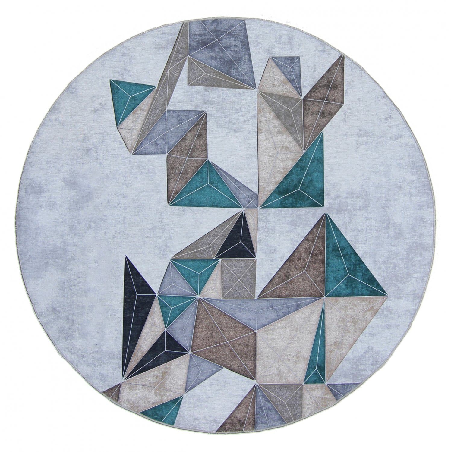 Rundt teppe - Feres (grå/beige/multi) (Størrelse: Ø 180 cm)