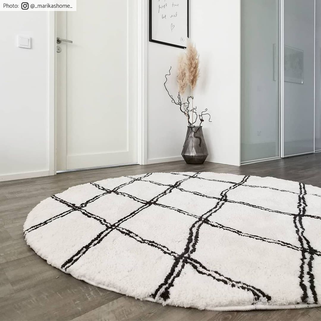 Runde tepper - Morocco (sort/hvit) (Størrelse: Ø 120 cm)