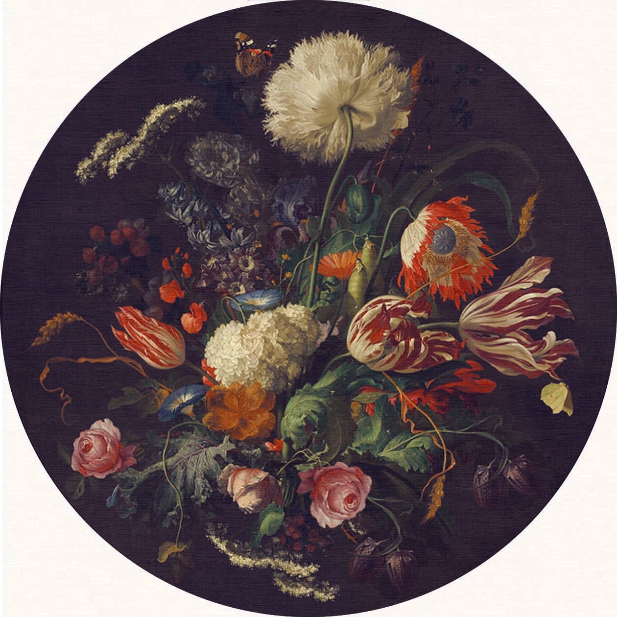 Rundt teppe - Rich Flowers (multi) (Størrelse: Ø 120 cm)