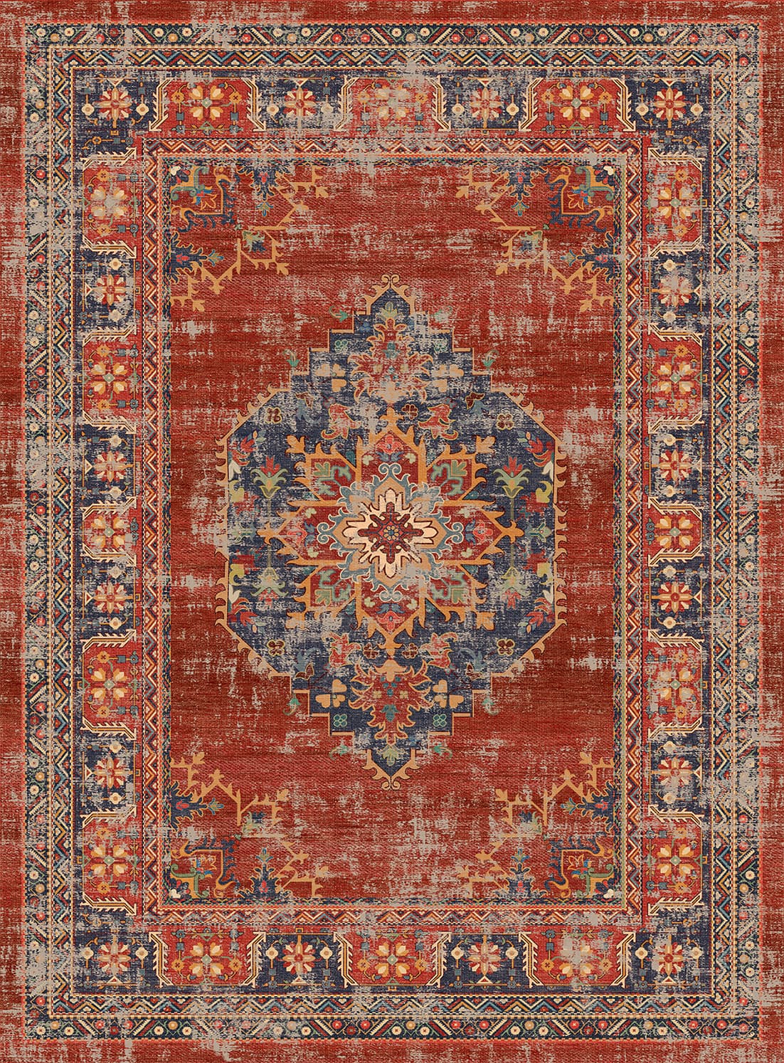 Wilton-teppe - Soussi (rød/multi) (Størrelse: 240 x 240 cm (firkantet form))