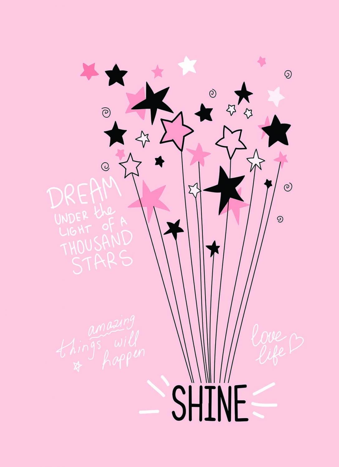 Barneteppe - Starshine (rosa) (Størrelse: 160 x 230 cm)