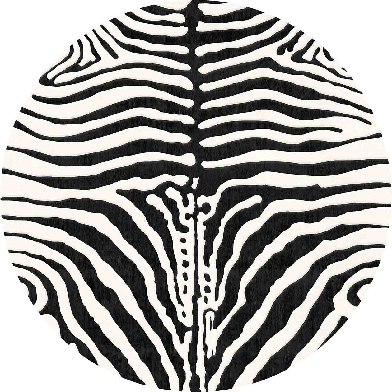 Rundt teppe - Zebra (svart/hvit) (Størrelse: Ø 160 cm)