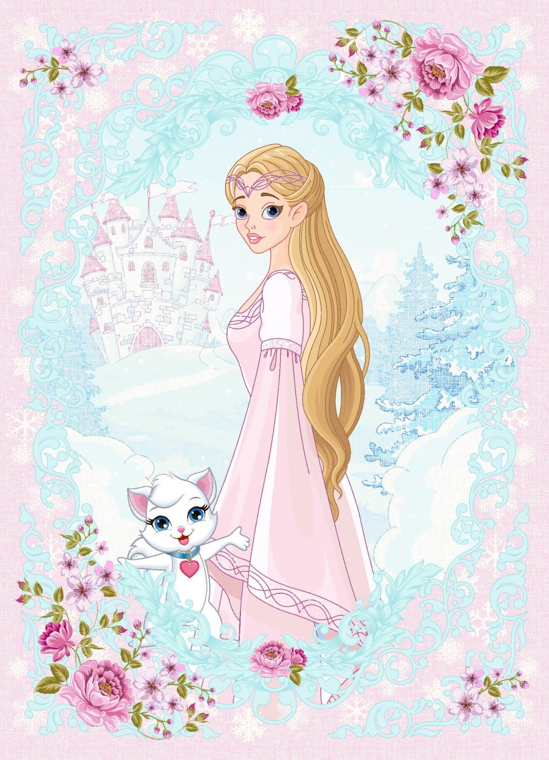 Barneteppe - Fairytale (rosa/multi) (Størrelse: 160 x 230 cm)