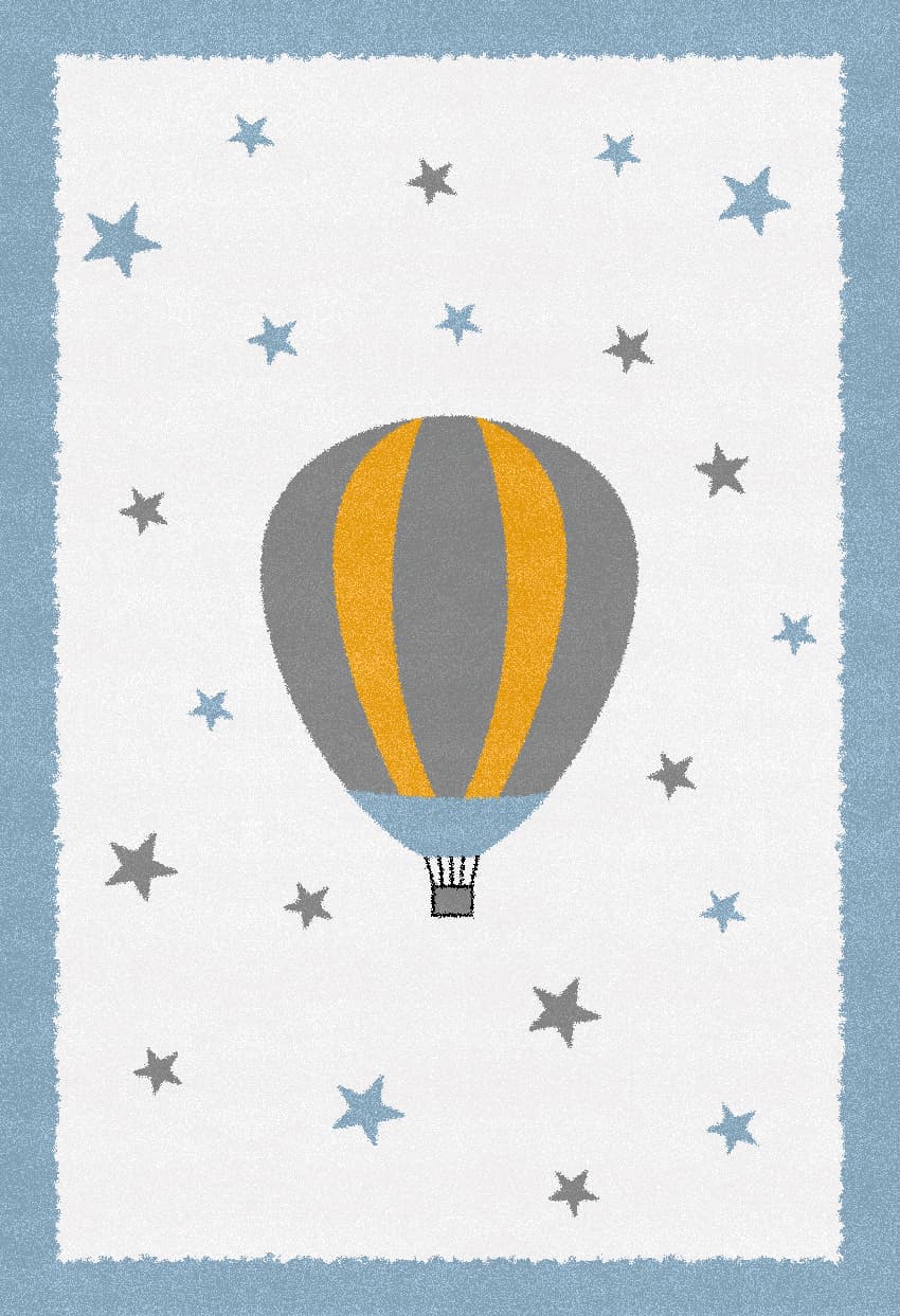 Barneteppe - Alone Balloon (blå) (Størrelse: 120 x 160 cm)
