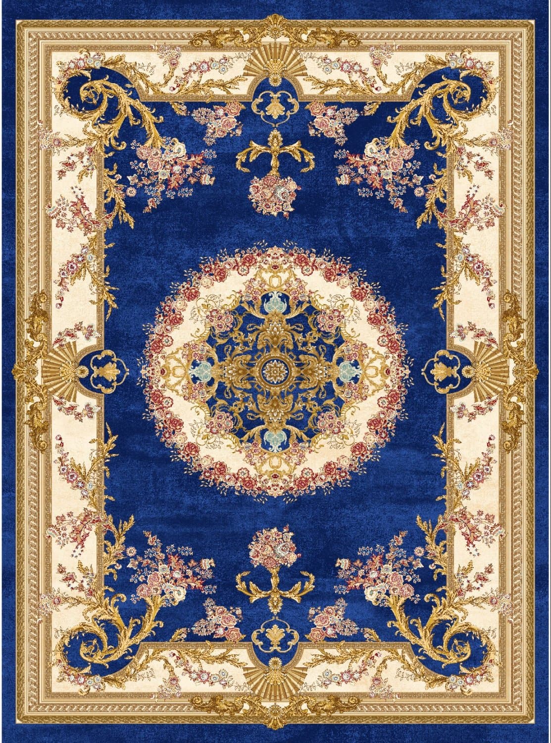 Wilton-teppe - Marand (blå) (Størrelse: 200 x 280 cm)