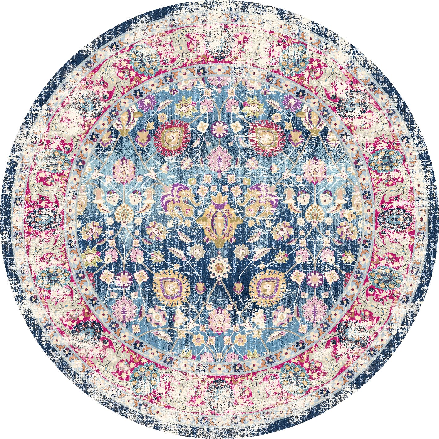 Rundt teppe - Bouhjar (blå/rosa/multi) (Størrelse: Ø 160 cm)