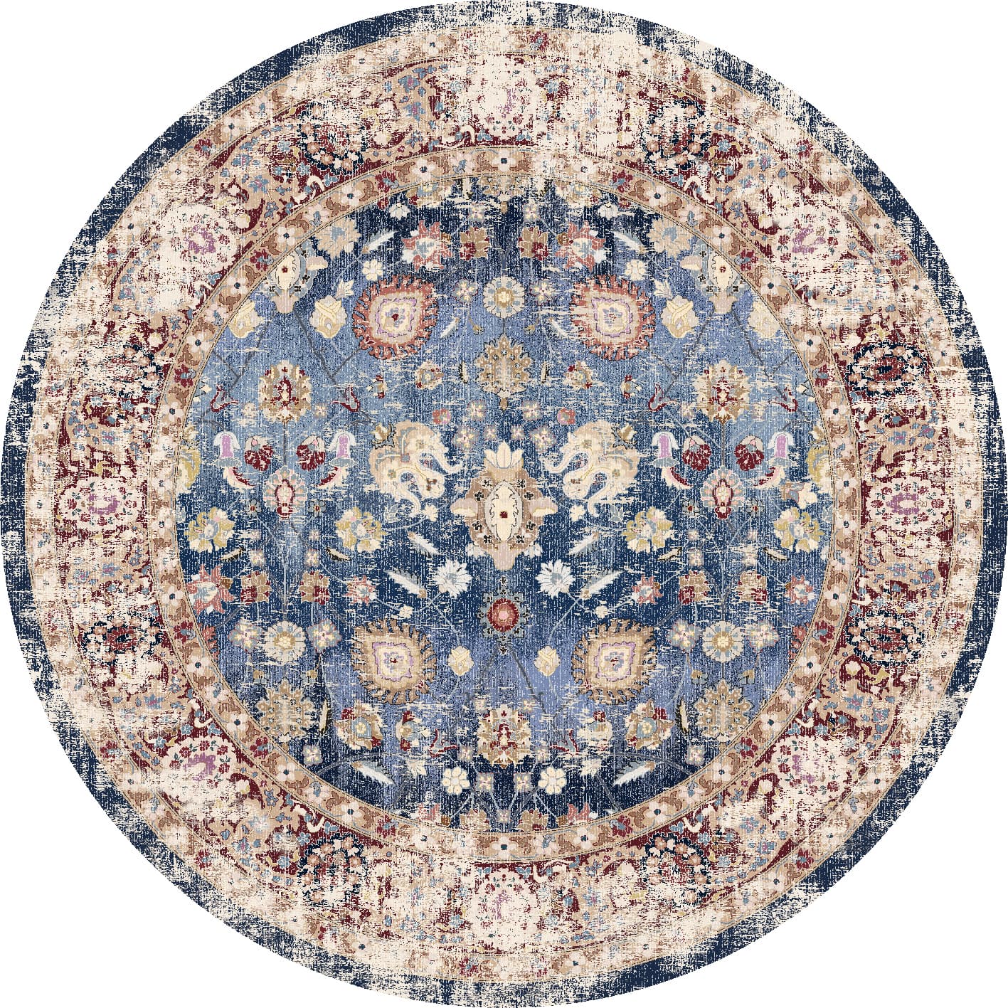 Rundt teppe - Bouhjar (mørkeblå/multi) (Størrelse: Ø 120 cm)