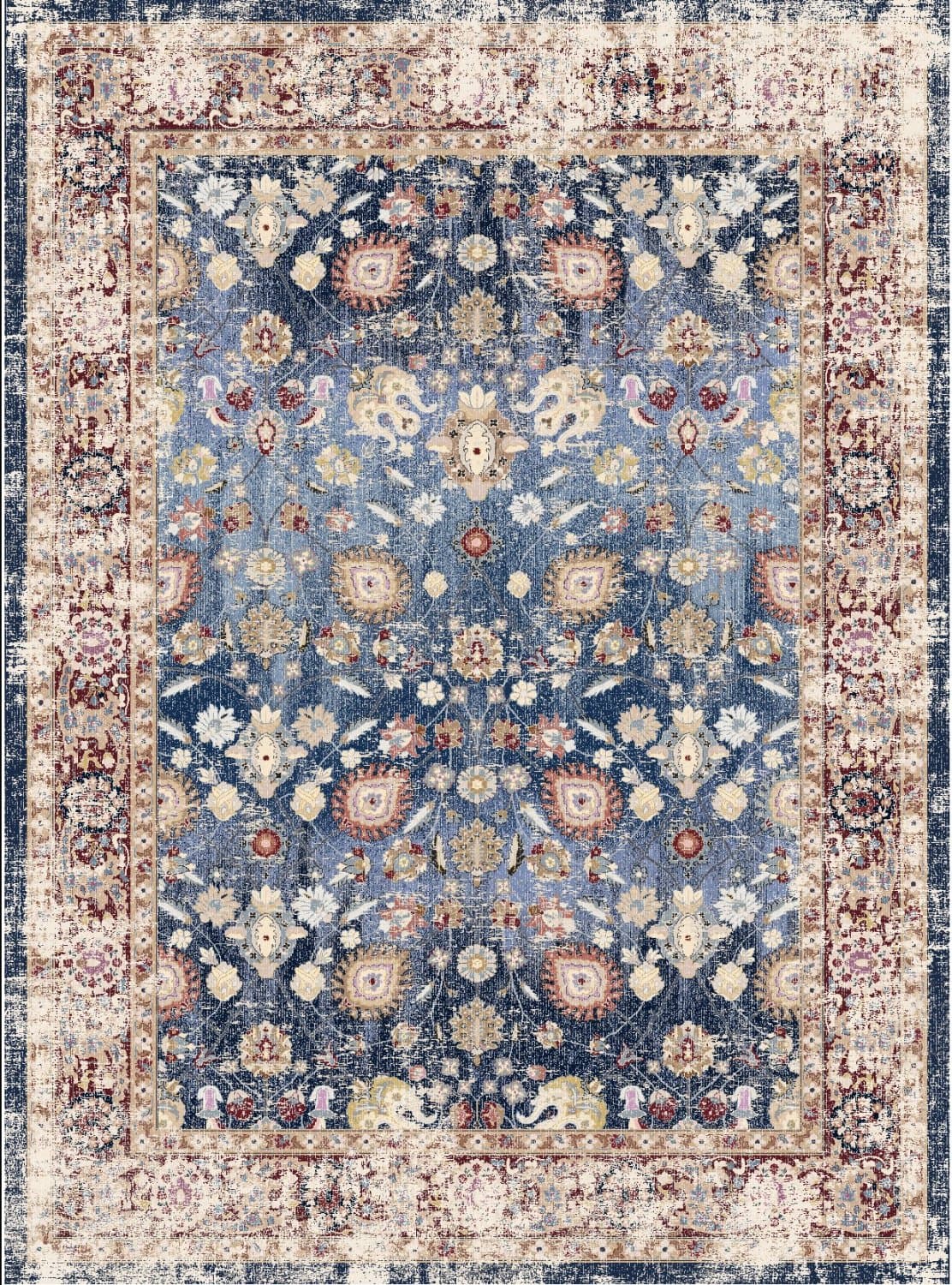 Wilton-teppe - Bouhjar (mørkeblå/multi) (Størrelse: 160 x 230 cm)