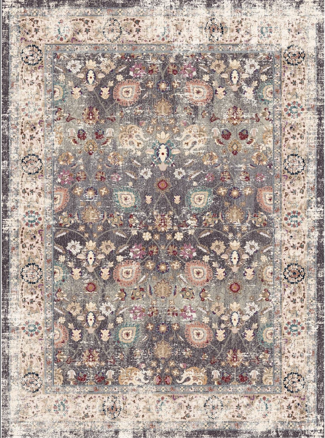 Wilton-teppe - Bouhjar (grå/multi) (Størrelse: 130 x 190 cm)
