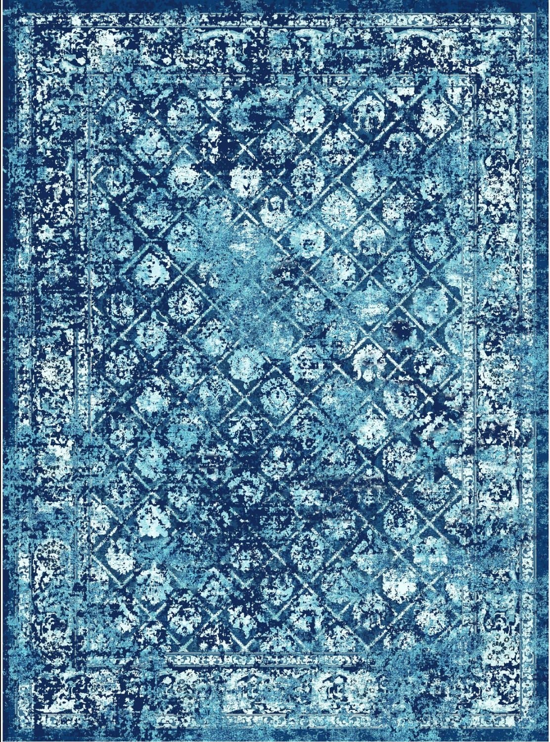 Wilton-teppe - Douz (blå) (Størrelse: 200 x 280 cm)